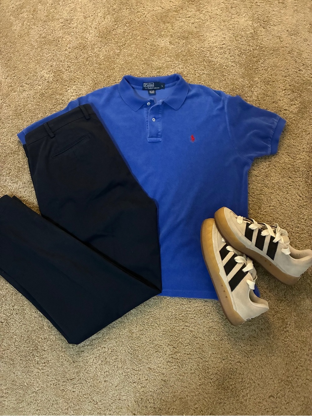 Vintage 00s Polo Ralph Lauren Royal Blue Terry Cloth Short Sleeve Polo - Size L